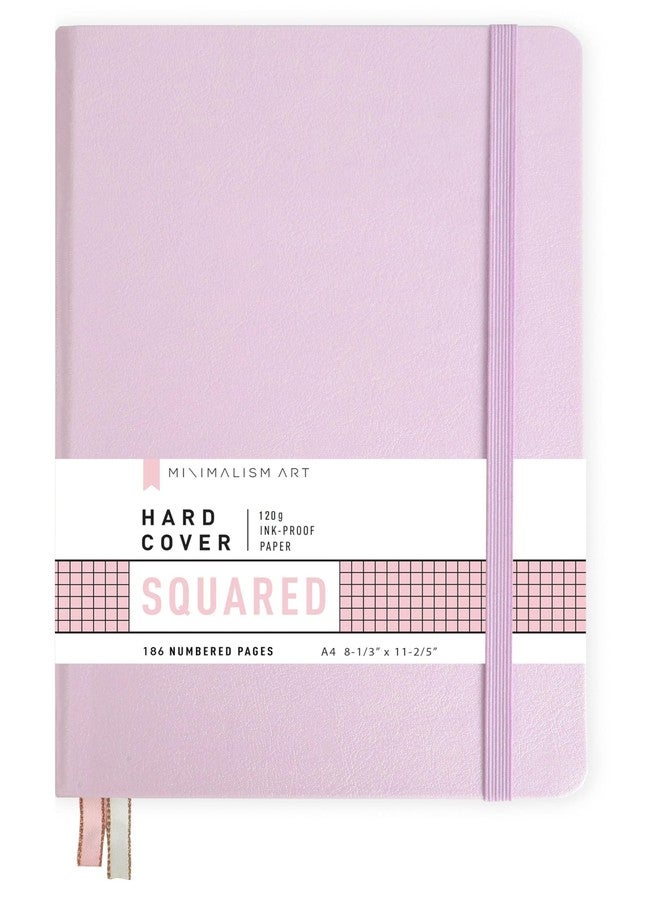 Minimalism Art, Premium Hard Cover Notebook Journal, X-Large Size, Master A4 8.3" x 11.4", 186 Numbered Pages, Gusseted Pocket, Ribbon Bookmark, Extra Thick Ink-Proof Paper 120gsm (Squared, Pink) - Image 1